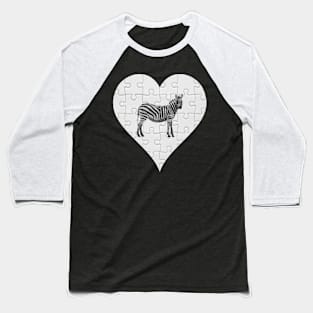 Jigsaw  Zebra Heart Design - Wild Animal Zebra Baseball T-Shirt